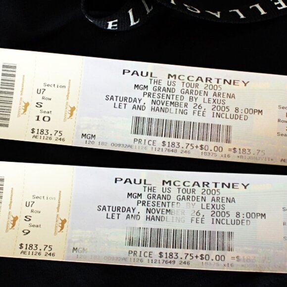 Vtg 2005 US Tour Blk Paul McCartney XL T-shirt, 2 Tickets + 2 Bell Agio VIP Pass - Picture 4 of 7